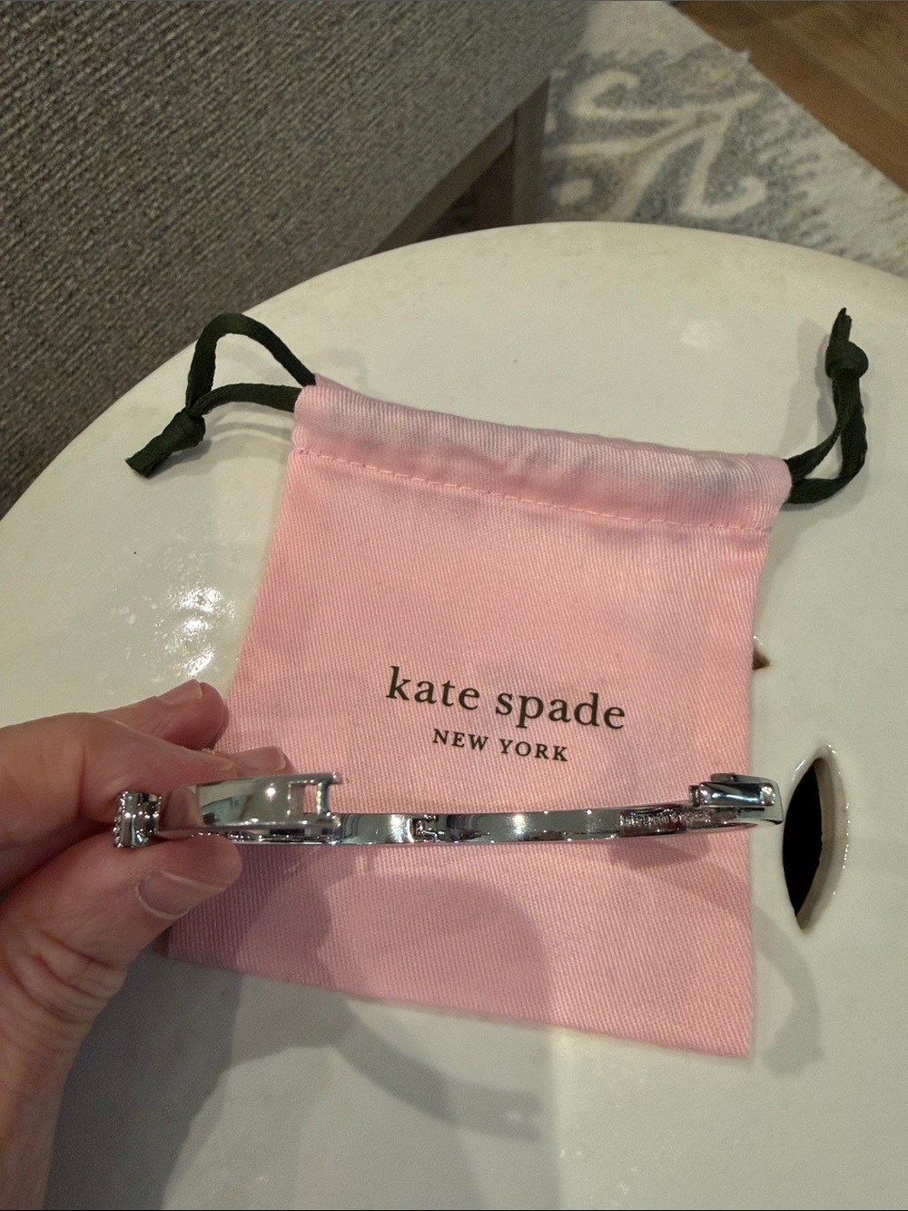 Kate Spade ๐ Silver Ready Set Bow Crystal Pave Bangle Bracelet ๐ - Picture 9 of 9